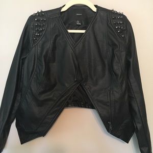Edgy Studded Shoulder Moto Jacket